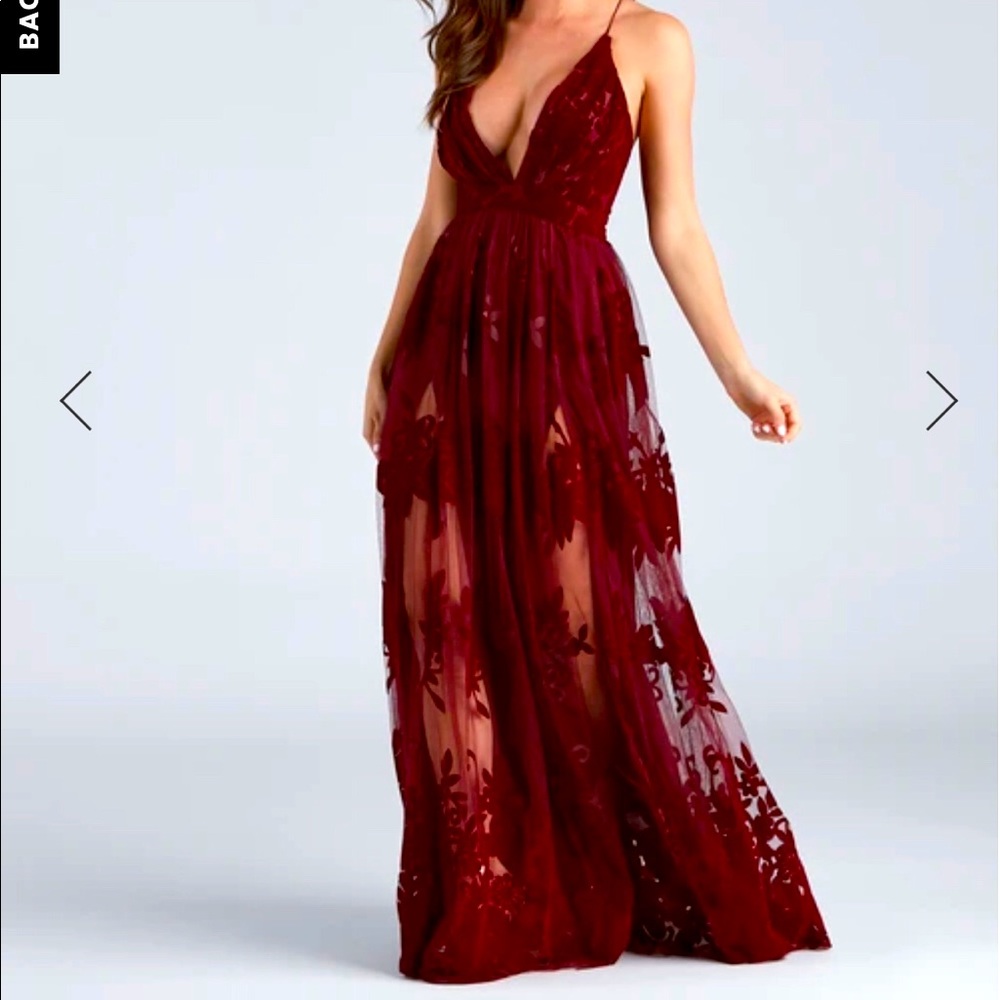 Windsor Deep V Burgundy Gown